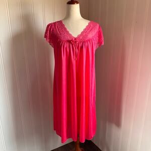 Vintage 80s/90s Pink Cottage Nightgown L